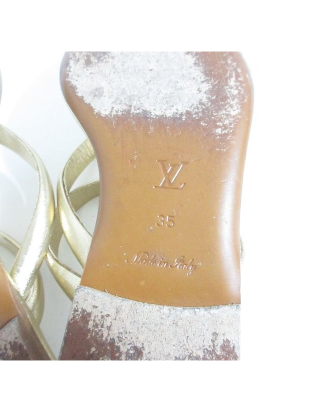 Louis Vuitton Monogram Flower Thong Sandals 35 Gold - Picture 8 of 12